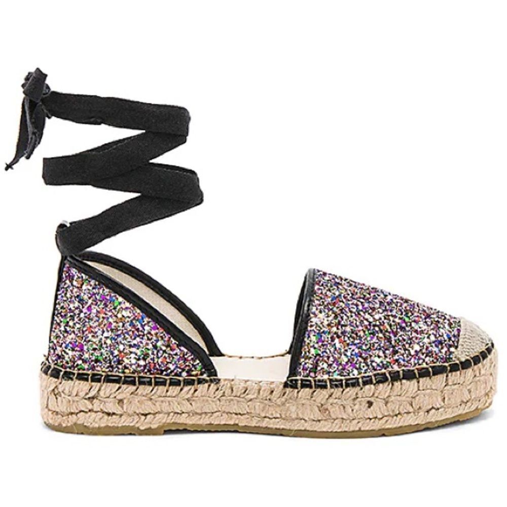 Free People Espadrilles Women's 8.5 Paradise Glitter Tie Ankle Platform